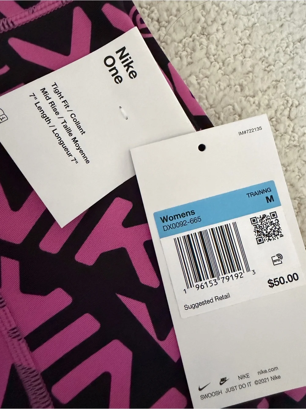 Nike Black & Pink Allover Logo High-Waist Bike Shorts 7”